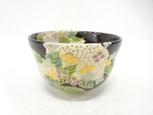 京焼　宮地英香造　金彩色絵　紫陽花　茶碗